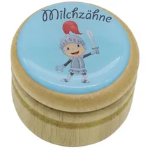 Gico Milchzahndose, Zahndose Milchzähne Bilderdose mit diversen Motiven aus Holz für Jungen und Mädchen mit Drehverschluss 44 mm (Ritter)