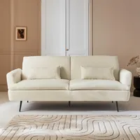Sweeek Schlafsofa, 2-3 Sitzer, Metallfüße und weißer Bouclé-Bezug, B