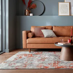 Kadima Design `Dee` Abstrakte Kunst-Teppiche in Premium-Qualität. Farbe: Rot-Grau, 80x150 cm