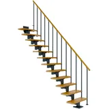 DOLLE Mittelholmtreppe Cork Eiche, lackiert Gerade 79 cm breit für GH 278 – 337 cm UK Metall Anthrazit mit Geländer