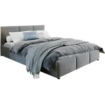 home collective Polsterbett Doppelbett 140x200 cm Samt grau | mit Lattenrost aus Metall und Stauraum mit hydraulischem Bettkasten