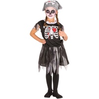 dressforfun Süßes Kinder Girlie Piraten Skelett Kostüm mit Kopfbedeckung (8-10 Jahre | Nr. 300002)