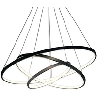 HONY-LIGHT Hängeleuchte LED Modern Acryl Pendelleuchte Höhenverstellbar 3 Ring Hängelampe Kreative jugendstil Kronleuchter, für Wohnzimmer Küche Büro Lampe (Schwarz)