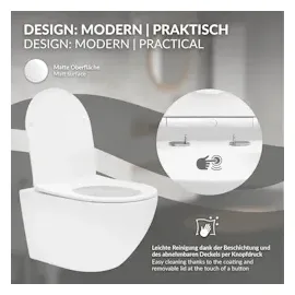 ECD Germany LuxeBath Tiefspül-WC mit WC-Sitz Weiß matt