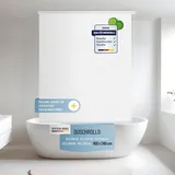 Rapid Teck® Halb-Kassetten Duschrollo 160cm | stilvolles Design Milky Stone | Duschvorhang mit Seilzug | Modernes Duschrollo für Badewanne | Duschrollo für Dusche und kleine Bäder