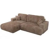MKS Ecksofa OVO L Braun Cord, - Links Seite
