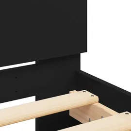 vidaXL Bettgestell mit Kopfteil und LED-Leuchten Schwarz 90x200 cm