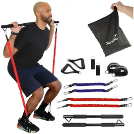 Skandika Multi-Widerstandsbänder mit Stange - Fitness - Rot/Blau SCHWARZ No Size