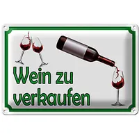 Roomando Metallschild Blechschild Hinweis 30x20cm Wein zu verkaufen 30x20