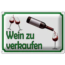 Roomando Dekoratives Blechschild 'Wein zu verkaufen' | Ideal für Weinliebhaber und Vinotheken | Robustes Metallschild | 20 cm x 30 cm