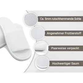 ZOLLNER 10er Set Frottierslipper offen, Universalgröße, weiß - Weiß