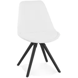 Esszimmerstuhl Skandinavisch | Bouclé & Buchenholzgestell | Polsterstuhl Weiß-Schwarz | Wartezimmerstuhl & Konferenz Stuhl | Velanox | Kadima Design