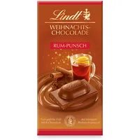 Lindt Weihnachtsschokolade Tafel Punsch | 100 g | Vollmilch-Schokolade mit Alkohol | 4er Pack | Schokoladen-Geschenk zu Weihnachten