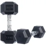 POWRX Hexagon Kurzhanteln 2 x 7,5 kg Set gummiert - Hantel-Set