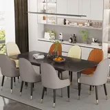 WISFOR Esstisch ausziehbar, Küchentisch für 4-8 Personen, Esszimmertisch Marmor Optik, 150cm-180cm Rechteckig Tisch mit rutschfesten Beinen aus M... - Dunkelgrau