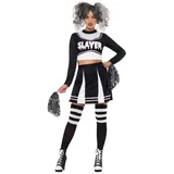 Smiffys Kostüm Metal Cheerleader, Slayer-Fangirl mit Pompoms schwarz S