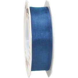 PRÄSENT Geschenkband FOUR SEASONS transparentes Band mit Drahtkante royalblau, 25 m einfarbiges Stoffband, 25 mm x 25,0