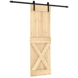vidaXL Schiebetür rechts 70 x 210 cm Natürlich/Schwarz