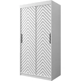Mirjan24 Kleiderschrank Jodelka I 100, Schwebetürenschrank mit zwei Kleiderstangen, Garderobe (Farbe: Weiß / Weiß + Schwarz, Größe: 100 cm, mi... - Weiß/Schwarz
