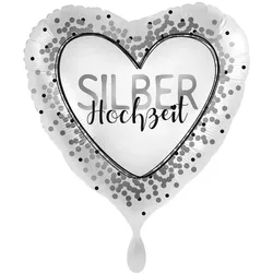 Silberhochzeit Herz Folienballon 45cm