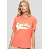Superdry Print-Shirt »RETRO FLOCK RELAXED T SHIRT«, Gr. L, Neon red) , 75471562-L