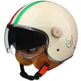 Retro Helm Motorrad Motorradhelm Rollerhelm Mit Doppelbrille Komfortfutter Chopper Helm Mit ECE Zulassung Motorradhelm Halbschale Für Erwachsener Herren Damen Vintage Motorradhelm