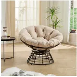 FELIXLEO Schaukelsessel Rattan Schaukelstuhl mit Polster Gartenstuhl Outdoor Grau (1-St)