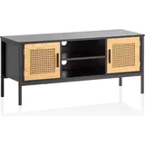 FineBuy Lowboard 110x48x40 cm Schwarz/Eiche Holz