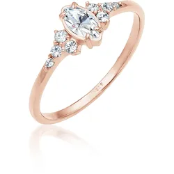Verlobungsring ELLI "Kristalle Marquise Design 925 Silber" Gr. 56, rosa (rosegold, weiß), Fingerringe, Damen, 56mm, Silber 925 (Sterlingsilber), 1mm