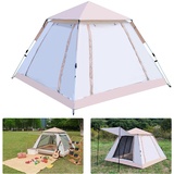 Camping Zelt,kyaoayo Familie Kuppelzelte für 3-4 Personen Wurfzelt mit Erweiterbare Veranda Pop up Zelt Winddicht Wasserdicht für Camping, Garten, Wanderausflug (Grau-210X210X135CM)