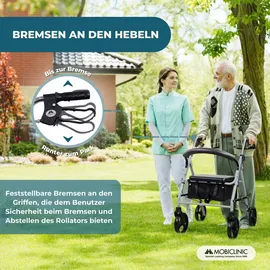 Mobiclinic Rollator Modell Sofía mit großen Rädern grau klappbar aus Aluminium