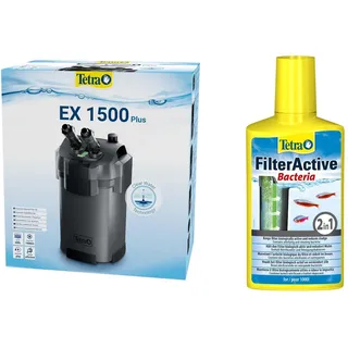 Tetra Aquarium Außenfilter EX 1500 Plus - leistungsstarker Filter für Aquarien bis 300 L + Tetra FilterActive Bacteria, 250 ml