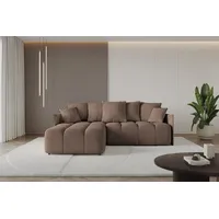 altdecor Ecksofa mit Schlaffunktion und Bettkasten LONLI-L 251x189x68 cm Braun - Corner Sofa Bett Eckcouch Couch L-Form Schlafcouch Ausziehbar Wohn... - Braun/Dunkelbraun