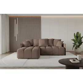 altdecor Ecksofa mit Schlaffunktion und Bettkasten LONLI-L 251x189x68 cm Braun - Corner Sofa Bett Eckcouch Couch L-Form Schlafcouch Ausziehbar Wohn... - Braun/Dunkelbraun