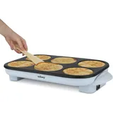 Wëasy Crêpes Maker Party GOO60 Crêpes und Pfannkuchen, 6 Plätze, Antihaftbeschichtung, bis 240°C, 6 Holzspatel, 1500 W