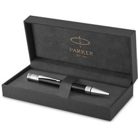 Parker Kugelschreiber DUOFOLD Prestige Chevron, schwarz/silber, Edelharz, Schreibfarbe schwarz
