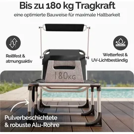 CASARIA Sonnenliege 210 x 61 x 35 cm Grau