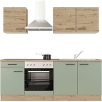 Flex-Well Küche »Cara«, mit und ohne E-Geräten erhältlich, Gesamtbreite 210 cm, grün