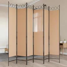 vidaXL 6-teiliger Raumtrenner Beige 240 x 200 cm Stoff