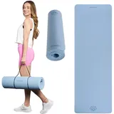 Trexo XTREXO Fitnessmatte in Blau, 183x61 cm groß und 10 mm dick aus ökologischer TPE-Übungsmatte mit rutschfester Oberfläche Leichte Gymnastikmatte für Krafttraining, Yoga, Pilates und Stretching