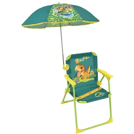 Fun House Jurassic World Camping-Klappstuhl, Dinosaurier, Maße: H 38,5 x 38,5 x 37,5 cm + Sonnenschirm Ø 65 cm, Mehrfarbig