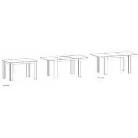 matkam Ausziehbarer Tisch Kongo EXT H 75 x B 120-170 x T 80 cm, Schlichte, geradlinige Optik, laminierte Möbelplatte, Kratzfest, (Artisan Eiche-Weiß)