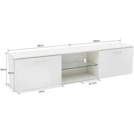 Mondeer Lowboard TV-Schrank LED-TV-Ständer mit 16-Farben-LED-RGB-Leuchten Weiß - Weiß