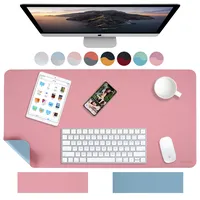 Weelth Schreibtischunterlage, Tischunterlage, multifunktionales Office-Mousepad, PU-Leder, doppelseitige Schreibtischunterlage für Büro oder Heimbereich (Himmelblau/Rosa, 60 x 43,8 cm)