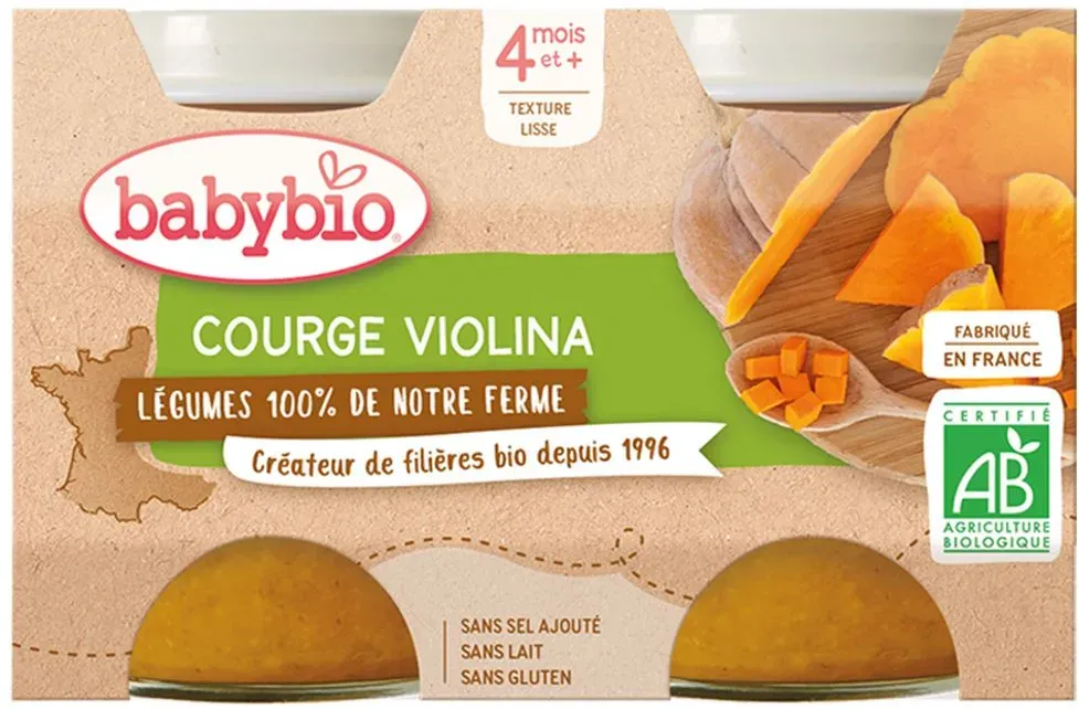 Babybio COURGE VIOLINA DE NOTRE FERME dès 4 mois 260 g Aliment