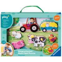 Ravensburger Play+ Magnetisches Holz-Zähl-Puzzle: Bauernhof - ab 12 Monate