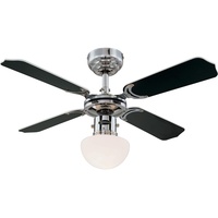 90 cm Deckenventilator weiß/schwarz/chrom mit Licht