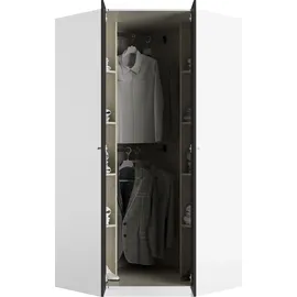 Priess Eckkleiderschrank PRIESS "Barcelona Kleiderschrank Ecklösung Raumwunder", schwarz-weiß (weiß, schwarz), B:95cm H:193cm T:95cm, Holzwerkstoff, Schränke, Eckkleiderschrank, in 2 Tiefen Schrank Eckschrank Garderobe
