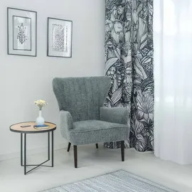 Mendler Lounge-Sessel HWC-K37 Chenille 75 x 80 x 78 cm blau-grün mit Kissen