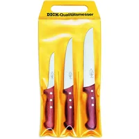 Friedr. Dick Messerset 3-tlg. Ausbeinmesser 13 cm/Stechmesser 18 cm/Blockmesser 21 cm Holzgriff Braun/Silber